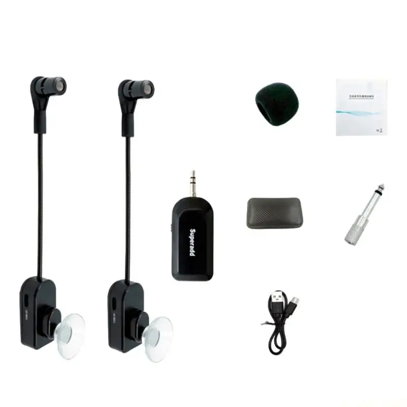 M5TC Wireless Instrument Microphone Receiver With Stable 30M Suction Cup Mount For Guitar Violin Accordion Enduring