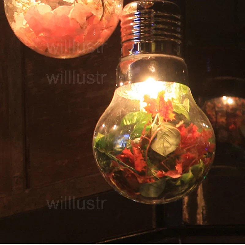

Mega Bulb Pendant Lamp Clear Glass Green Plant Flower Suspension Light Dining Room Store Hotel Cafe Hanging Ceiling Chandelier