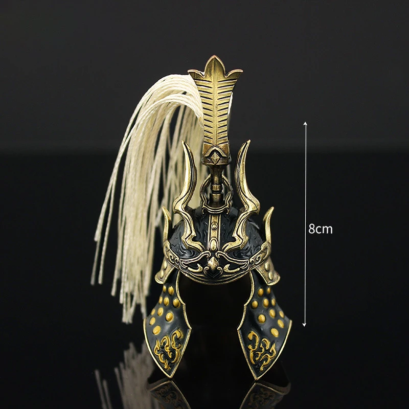 8cm Yonjie gioco che circonda casco generale Wuwei Hou Yueshan phoenix coda sapone oro casco in metallo modello di arma ornamenti giocattoli