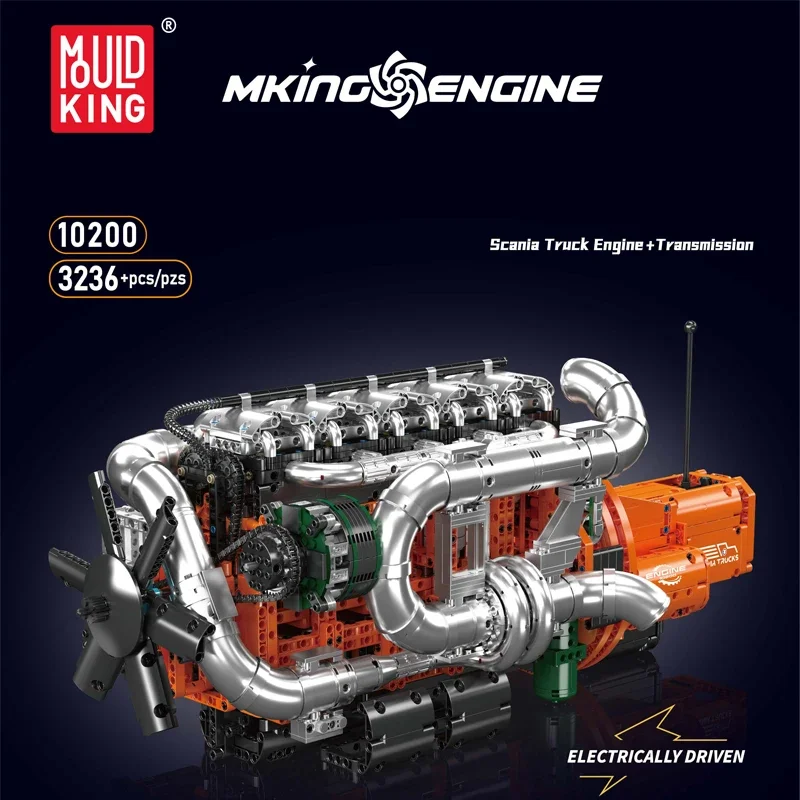 Mold King 10200 Elektrische aandrijfblokken Moc Motorblok Baksteenmodel Technische bouwkit Bakstenen Transmissie Kinderspeelgoed