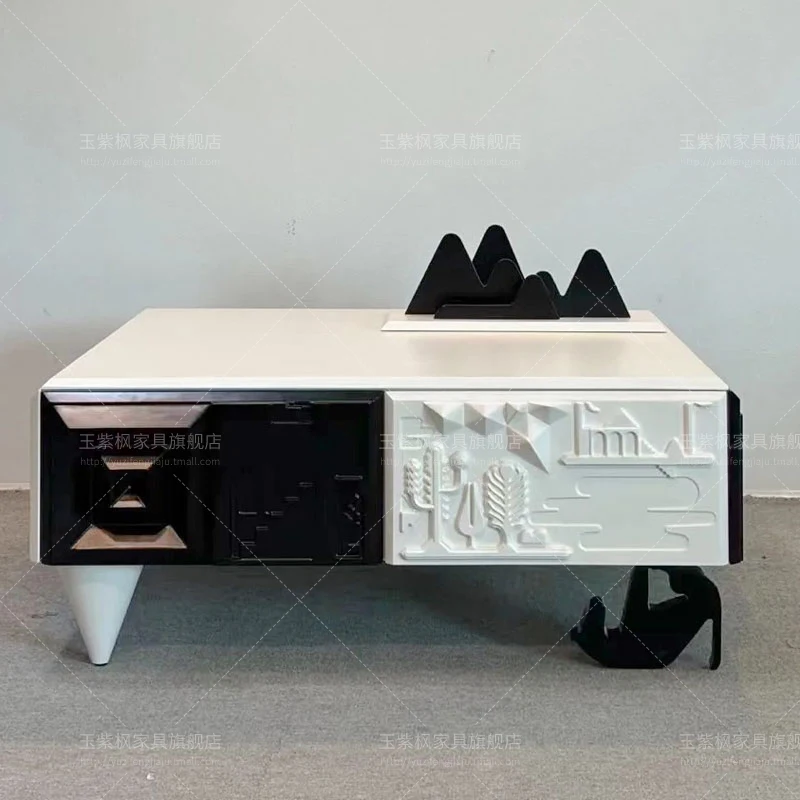 

light luxury coffee table high-end designer square edge table small apartment living room household small table
