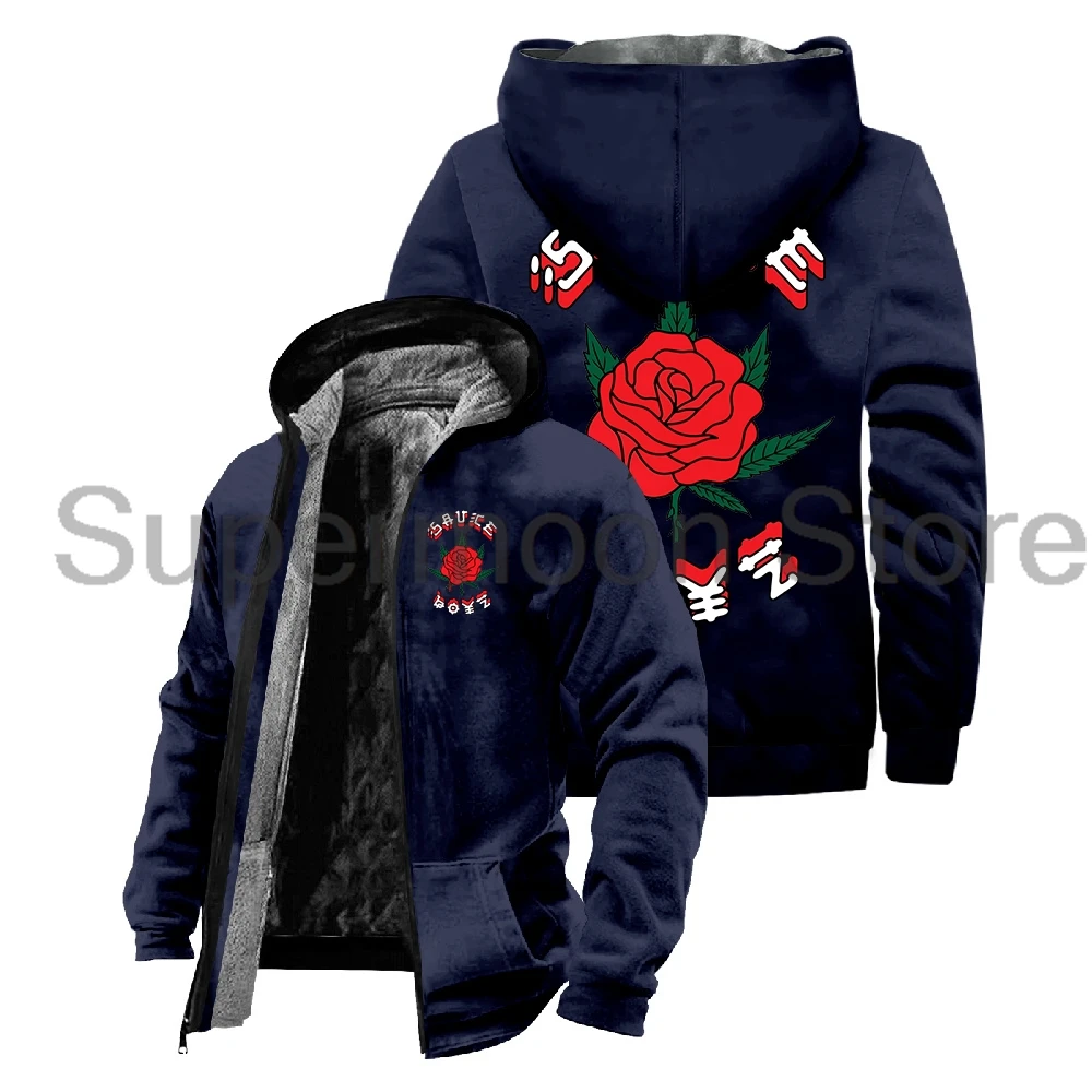 Eladio Carrion Sauce Boyz Merch Jacket Parkas Unisex Long Sleeve Streetwear Women Men Zipper Hoodie Winter Coat