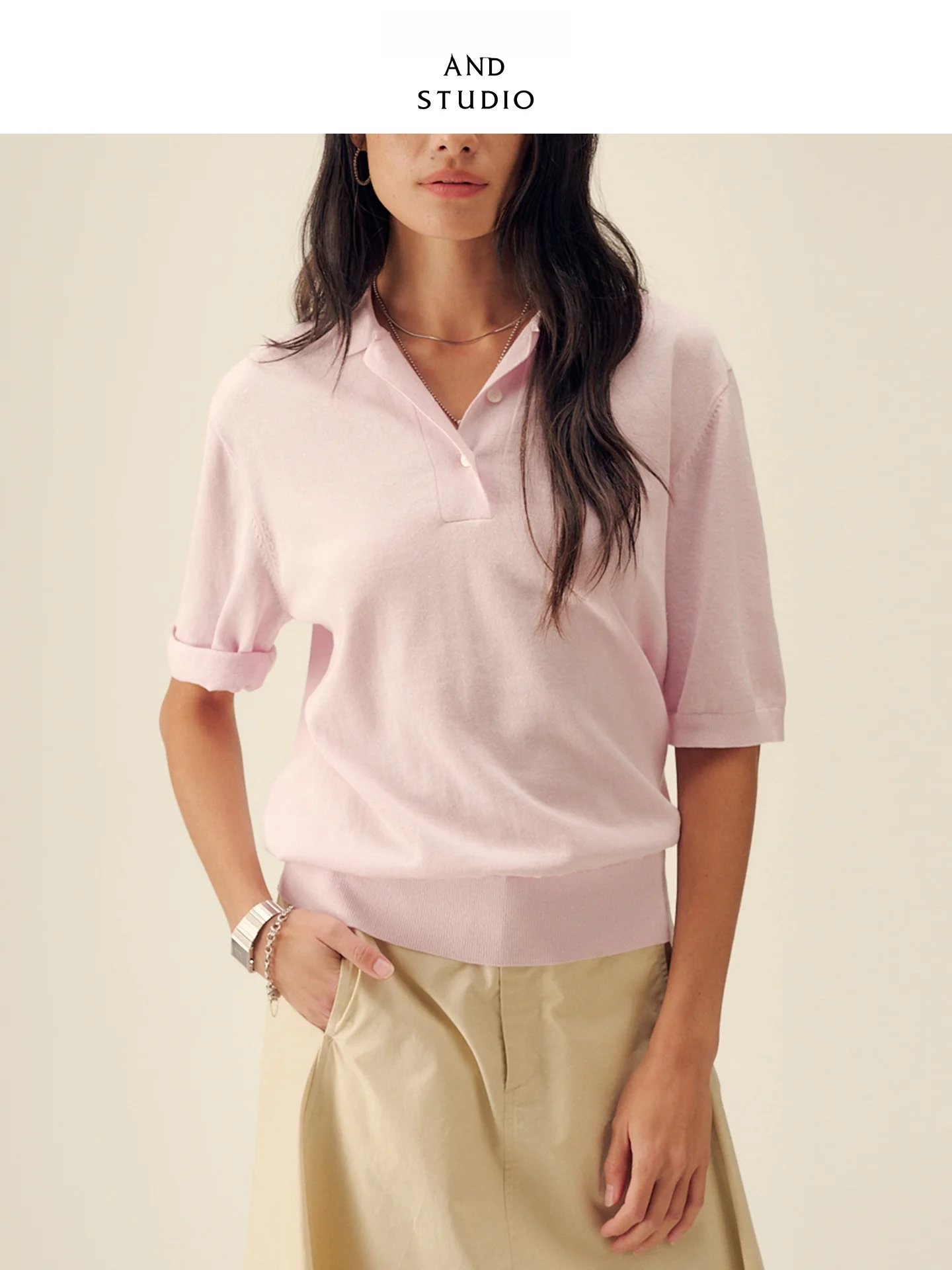 

Vintage Linen Cotton Triacetate Blend Neck Knitwear Button Casual Comfortable Loose Fit Classic Pattern Short Sleeve