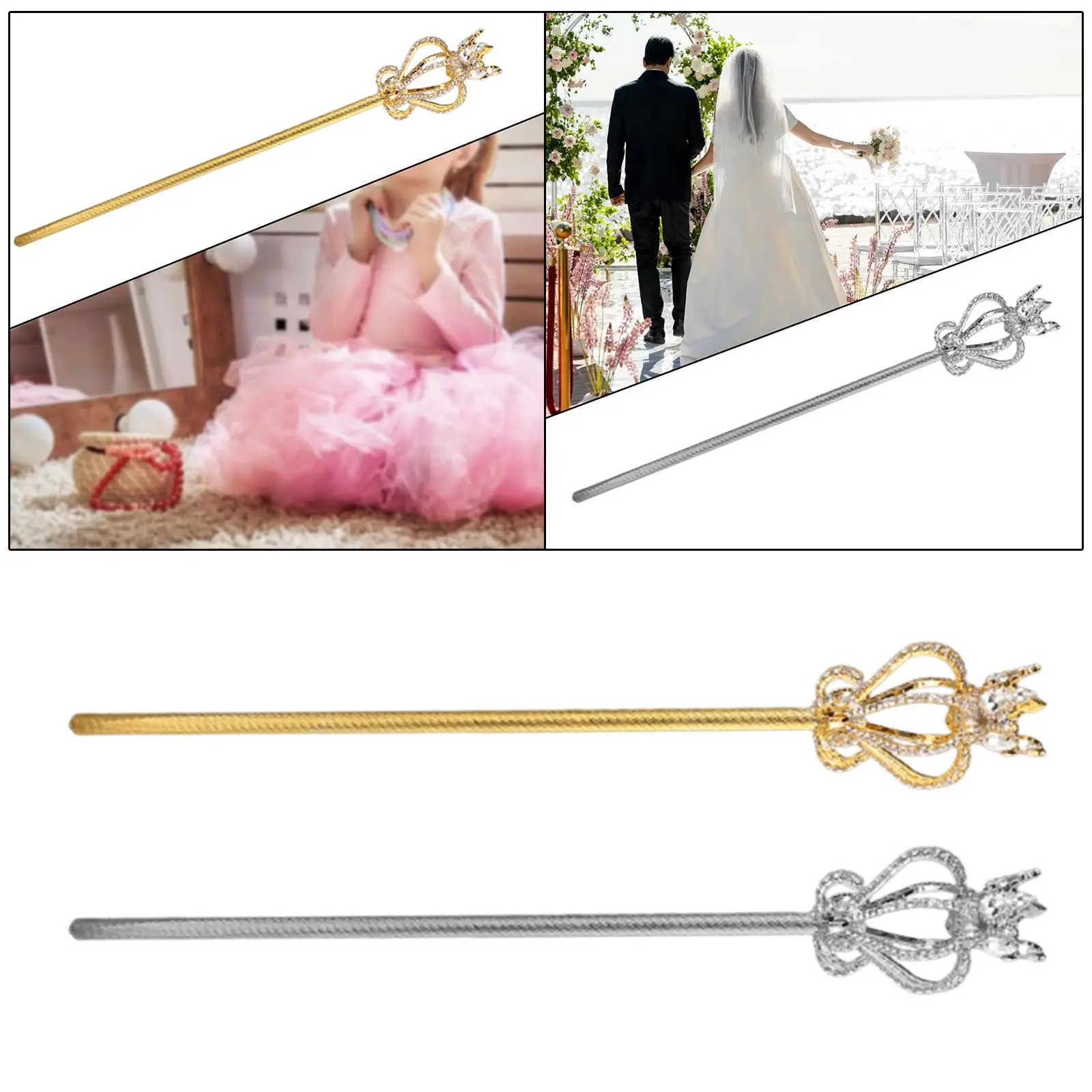 Cetro de diamantes de imitación, cetro de fiesta de hadas de princesa para fiesta de cumpleaños y Halloween