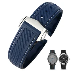 Correa de silicona de goma para reloj, 20mm, compatible con Omega Seamaster 300 AT150 Aqua Terra, pulsera ultraligera con hebilla de acero 8900