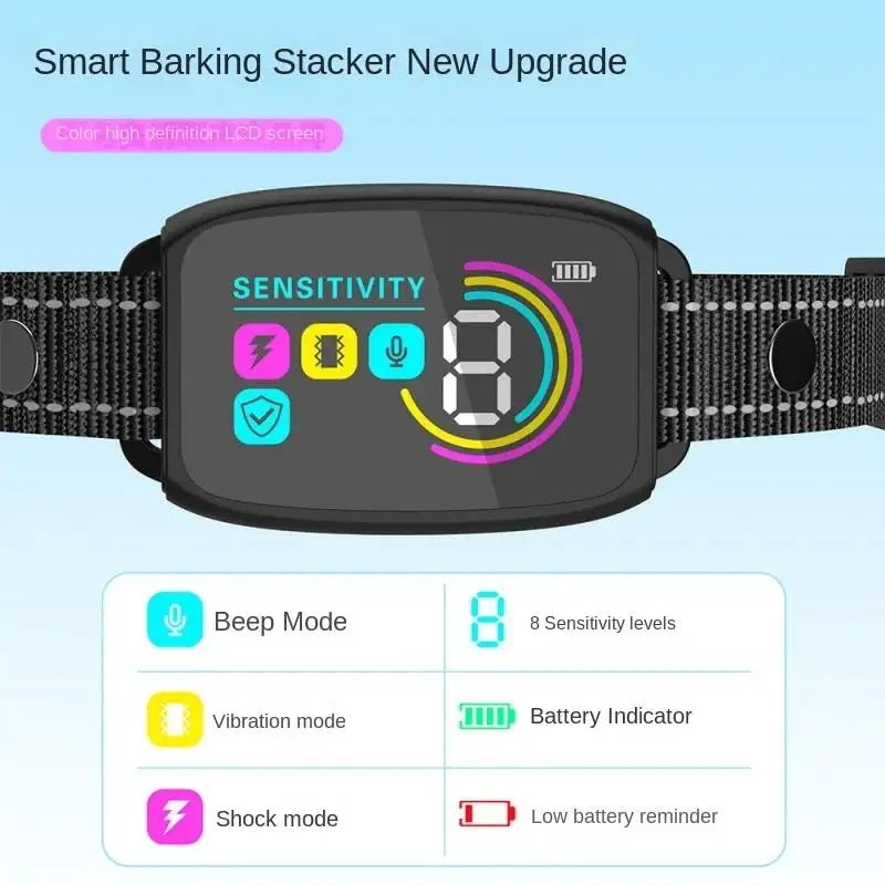 التلقائي طوق تدريب الكلاب بالموجات فوق الصوتية مكافحة نباح وقف نباح الاهتزاز أجهزة مقاومة للماء Type-C #4