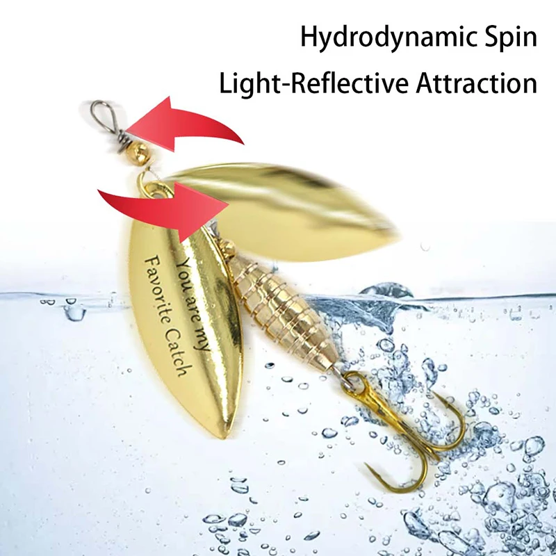 JSFUN 10pcs Spinner Lure Set with Rotating Blades Stainless Steel Reflective Spoons & Feathers Fishing Crankbaits for Freshwater view 5