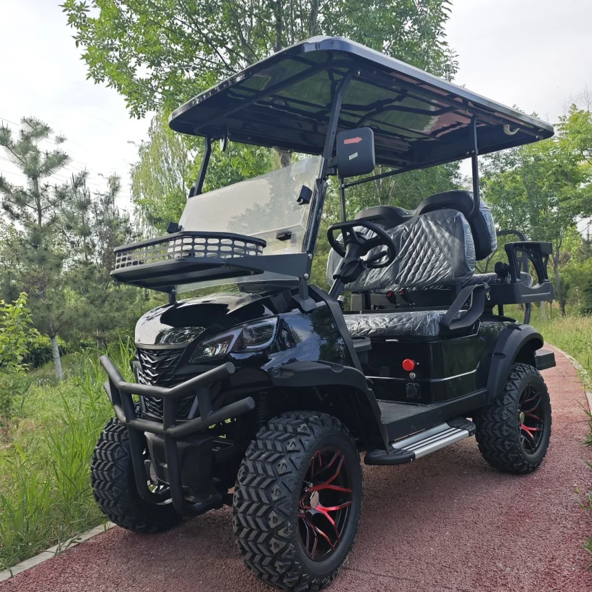 

Electric Golf Cart 4-Seater Electric Golf Trolley Sightseeing City Electric Cart With Double Wishbone Independent Suspension