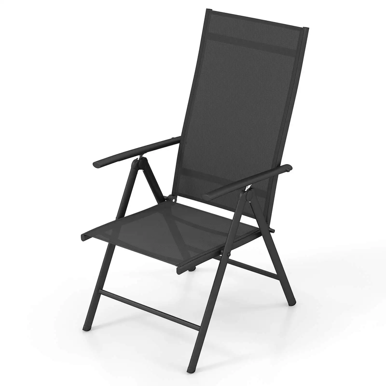 Patio Folding Dining Chair with 7-Level Adjustable High Backrest for Garden