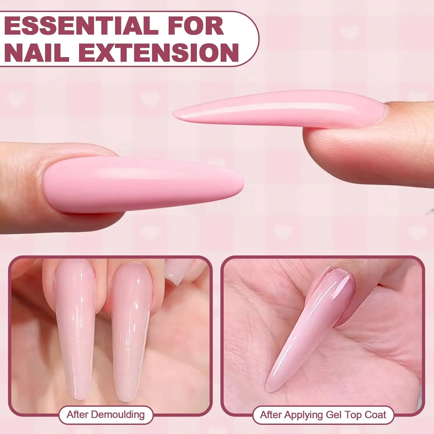 Gorgellux 240pcs Sandwich Nails Dual Forms 14 Sizes Long Square Stiletto Oval Clear Nail Molds for Builder Poly Gel Manicure