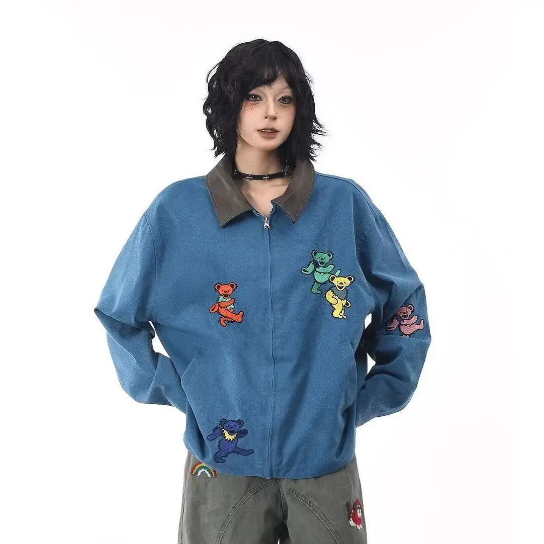 

Spring Autumn Loose Men's Jaet Hip Hop Sle High Street Trend Harajuku Korean Version Casual Coat Stand Fit Long Sve