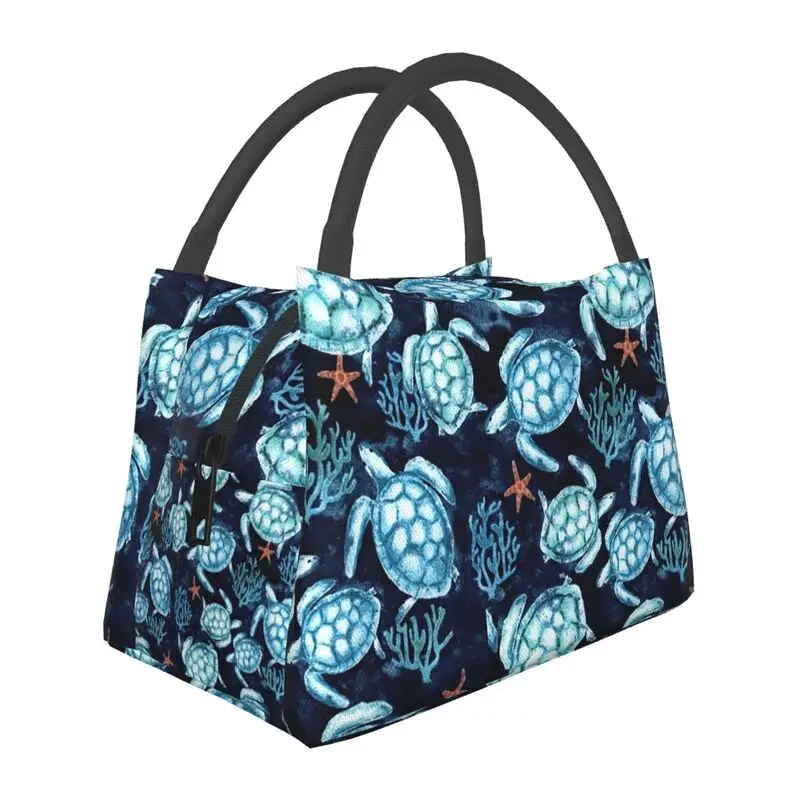 

Ocean Blue Turtles Thermal Insulated Lunch Bags Women Sea Animal Lunch Tote for Office Outdoor Multifunction Meal Food Box