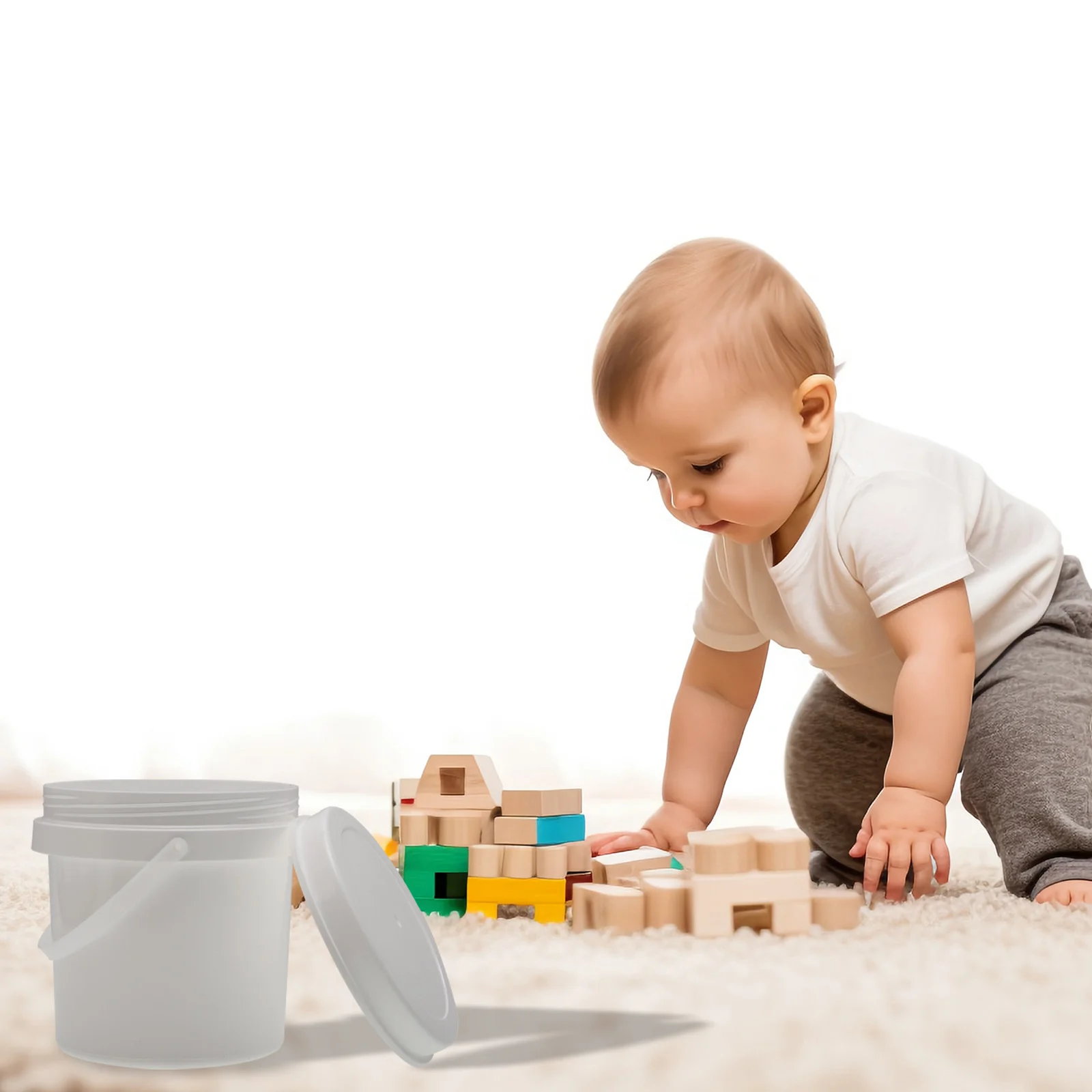 3 Pcs Toy Storage Bucket Ice Buckets Snack with Handle White Pp Small Kids Toys