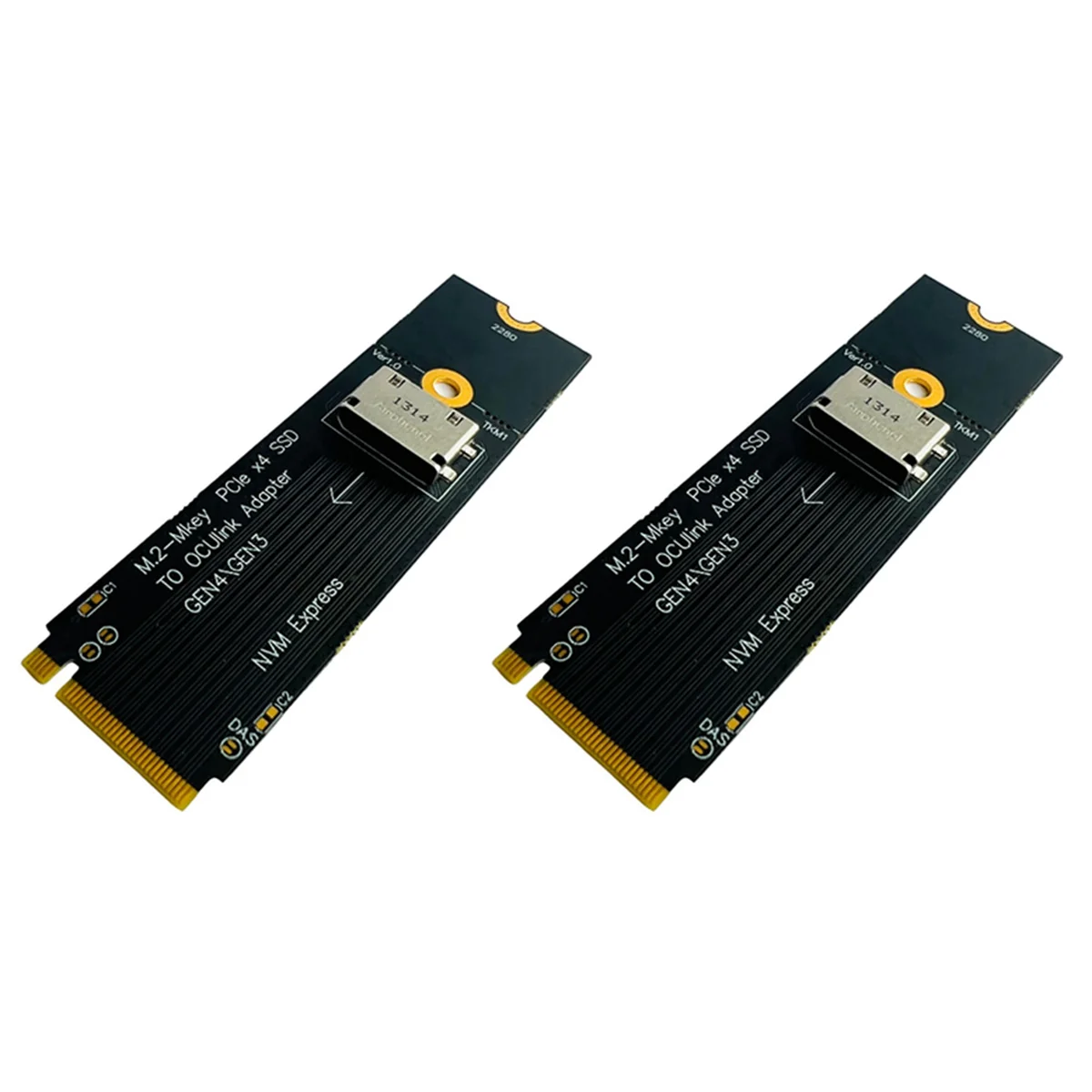 QWE-2X M.2 M-Key Pcie X4 SSD إلى U.2 Oculink SFF-8612 محول Gen4/Gen3 لبطاقة NVME U.2(SFF 8639) SSD PCI-E Riser 2.5 بوصة