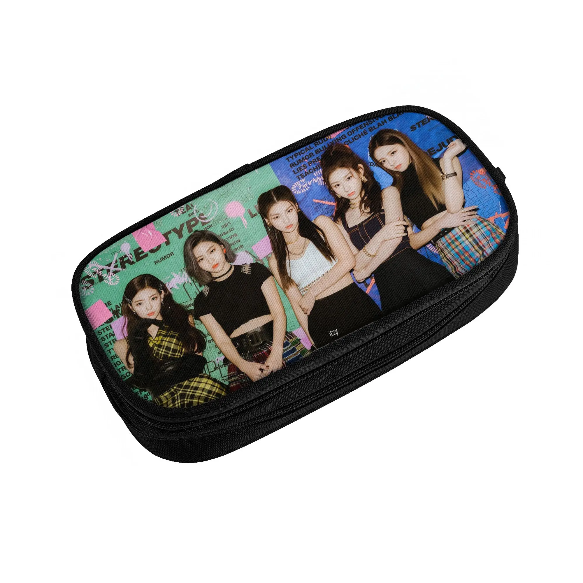 Kawaii Kpop Group Itzyes Korean Girls Singer Pencil Case for Girl Boy Large Storage Pencil Pouch Stationery