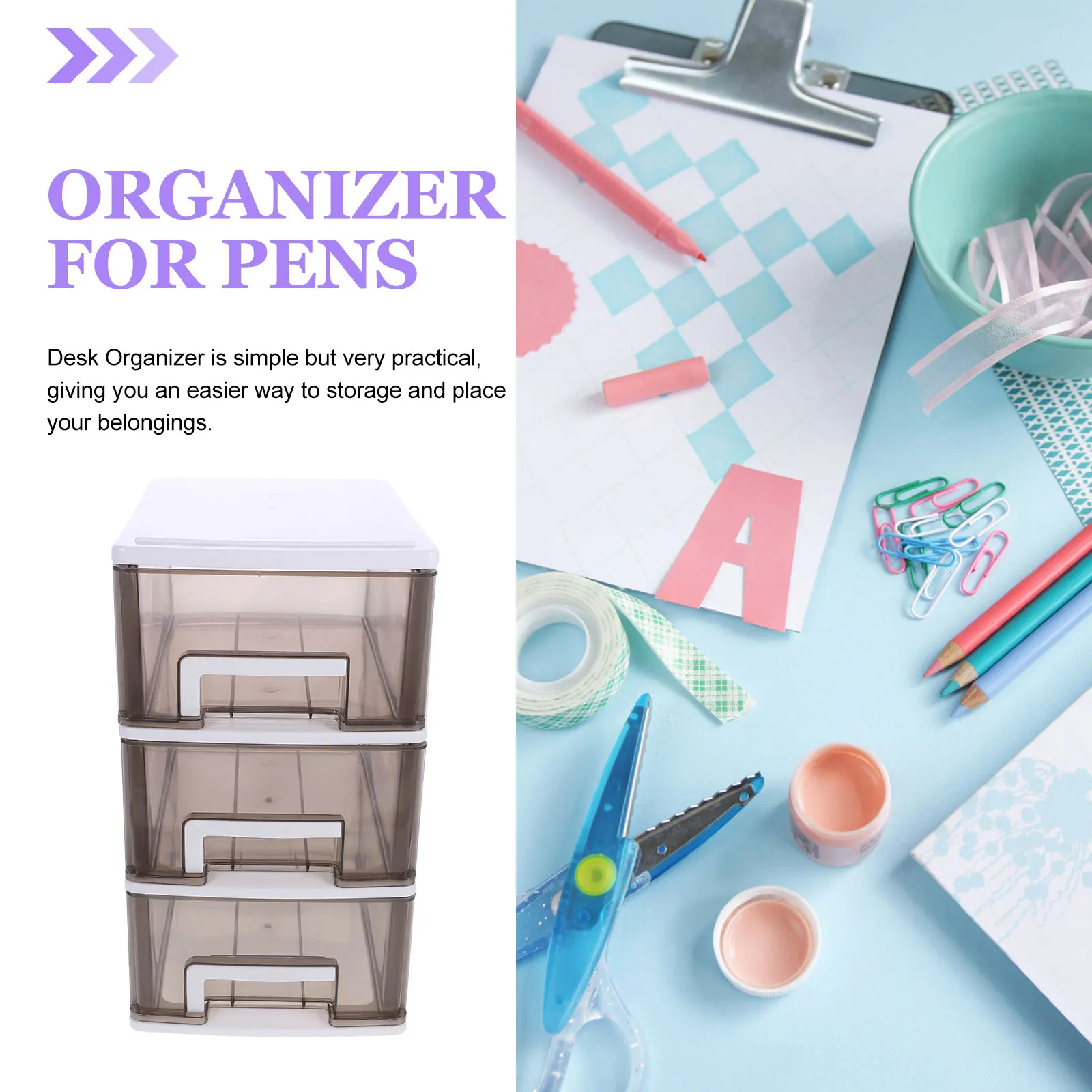 

Drawer Storage Box Desktop Organizer Plastic Cabinet Multi-Layer Office Portable Sundries Holder Foldable for Home