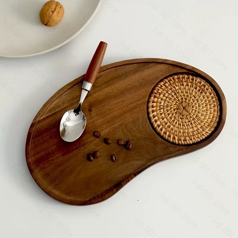 Wooden Cashew Nut Tray Solid Wood Tray Hotel Coffee Cup Dim Sum Tray Tea  Household Water Cup