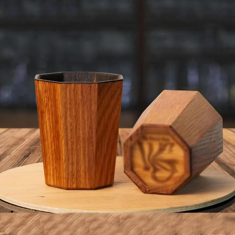 1/2/3 PCS Whiskey Cup Handmade Wooden Bourbon Cup Charred Drinking Vessel Whiskey Glass for Bar Home Party Drinkware