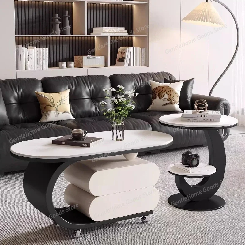 

Small Space Coffee Table Mobile Occasional Nordic Luxury Coffee Table Modern Multifunctional Oval Mesa De Sala Hotel Furniture