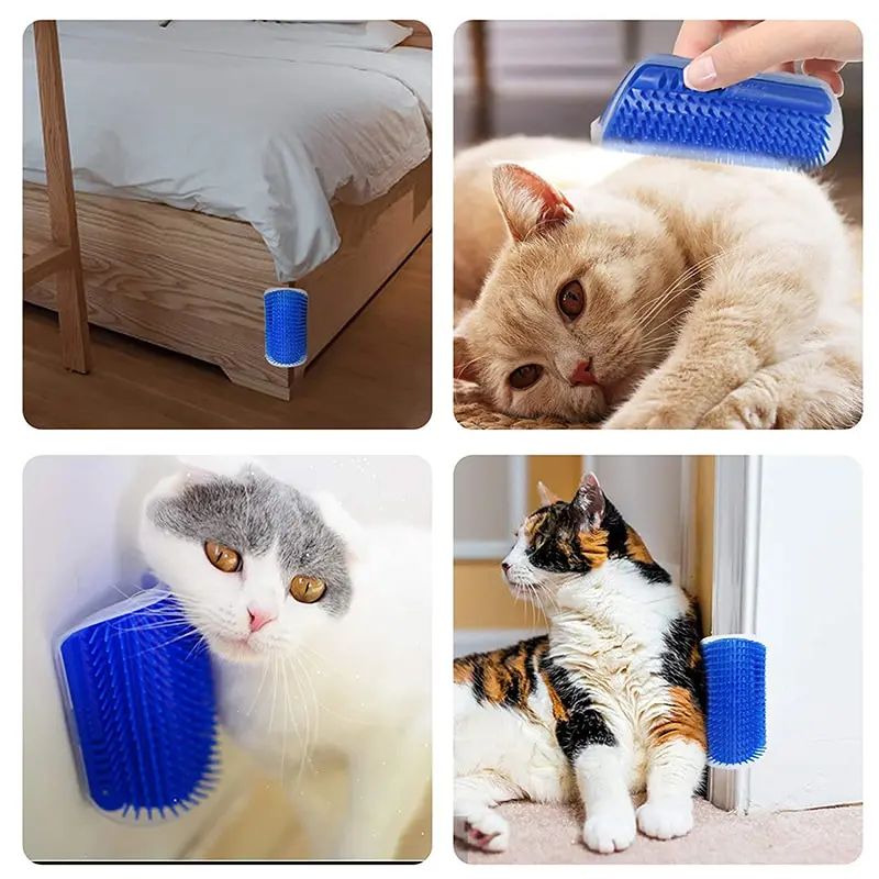 Cat Scratcher Massager Comb Pets Table Corner Scrape Hair Brush with Catnip Remove Hair Comb Kitten Care Accessories