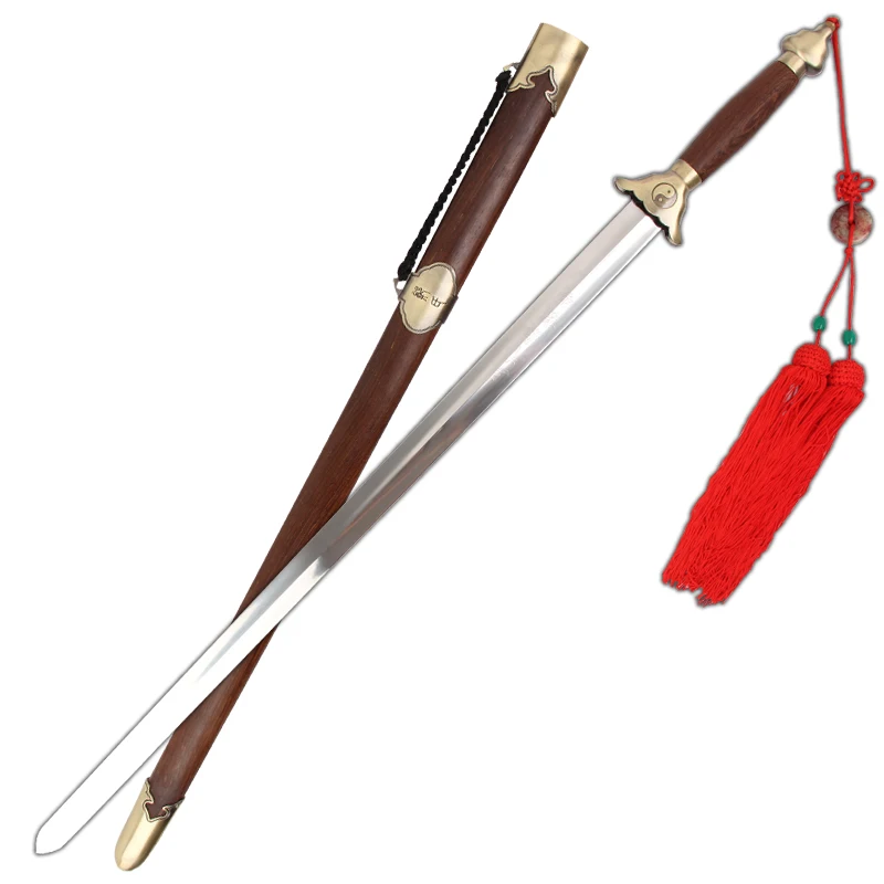 Tai Chi Sword Taiji Jian Unsharpened Stainless Steel Flexible Wushu Performance Sword With Tassel Scabbard, Chinese Sword