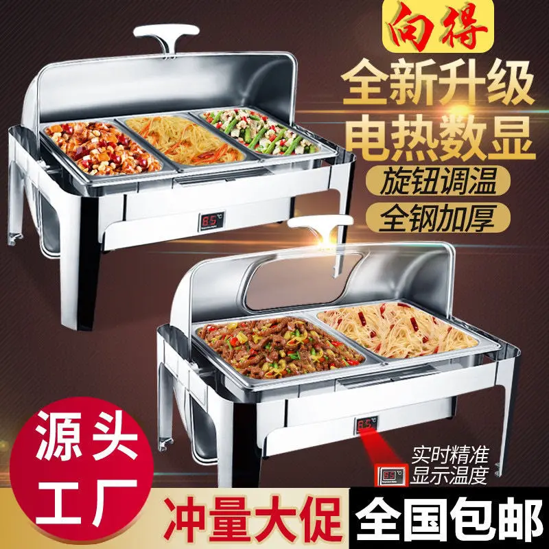 Stainless steel buffet stove, electric heating, square heat preservation stovehotel breakfast stove chafing dish