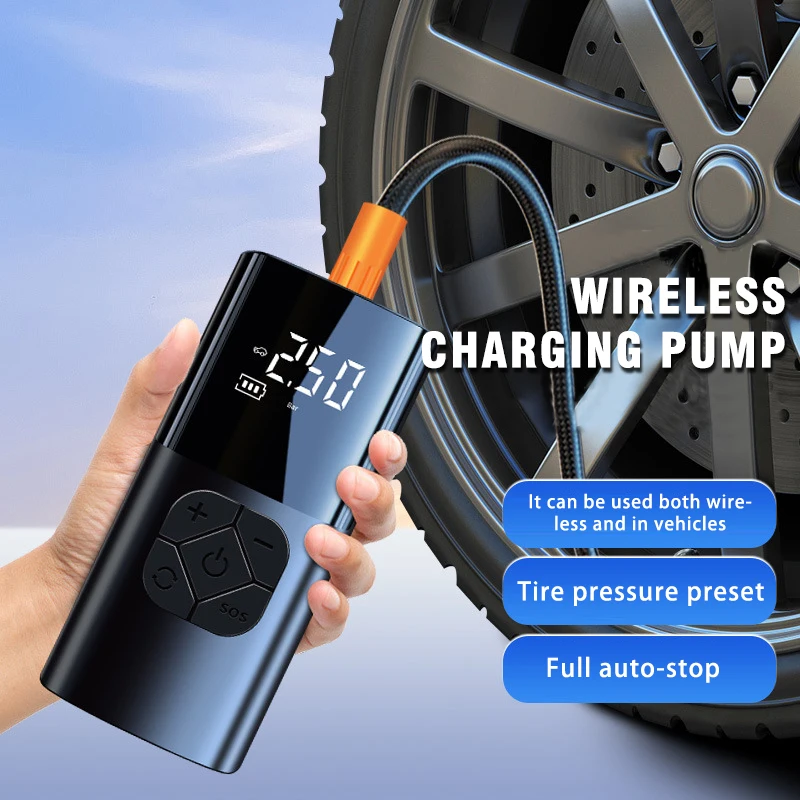 

Dual voltage 12/wireless portable air pump for fast inflation of car tires, suitable for cars/motorcycles/bicycles/balls