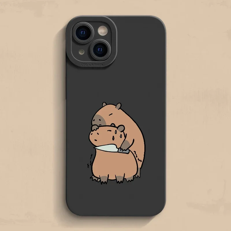 مضحك الكرتون كابيبارا قضية الهاتف آيفون 17 16 15 14 13 12 11 برو ماكس 15 زائد لطيف لينة سيليكون الغطاء الخلفي