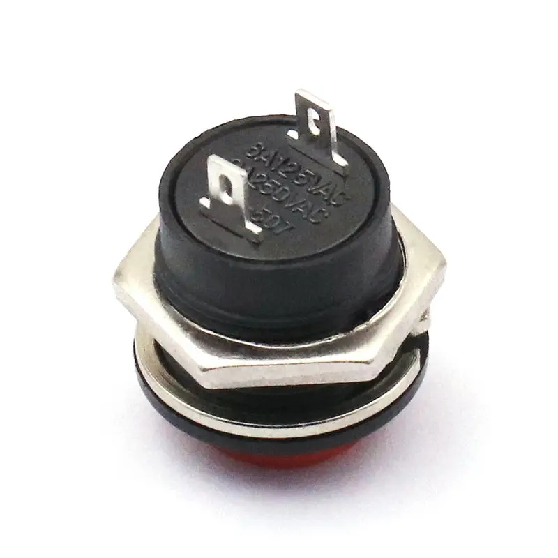 5PCS PBS-11 Round Self-Locking Self-Resetting 250V 3A Push Button Switch Jog Switch Small Button Switch Hole 12MM Red Green