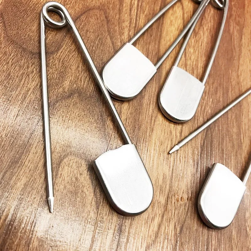 5pcs Large Size Silver Stainless Steel Safety Pin DIY Sewing Needles Wrapped Safety Pins Fixing Files Tools  Apparel Accessories