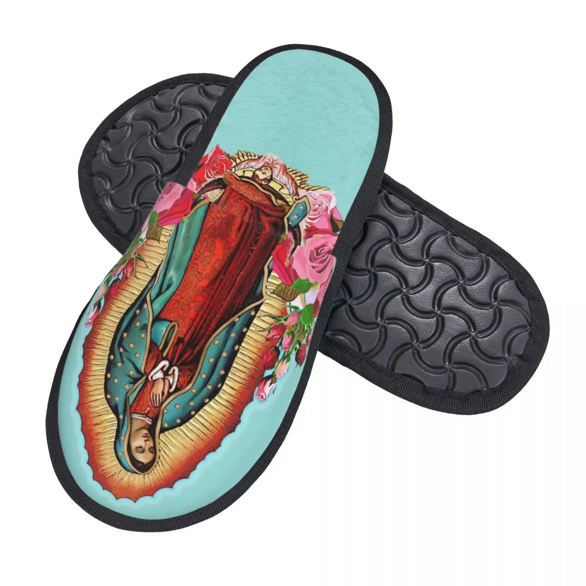 Virgin Mary Of Guadalupe Comfort Scuff With Memory Foam Slippers Women Mexico Catholic Saint Bedroom House Shoes