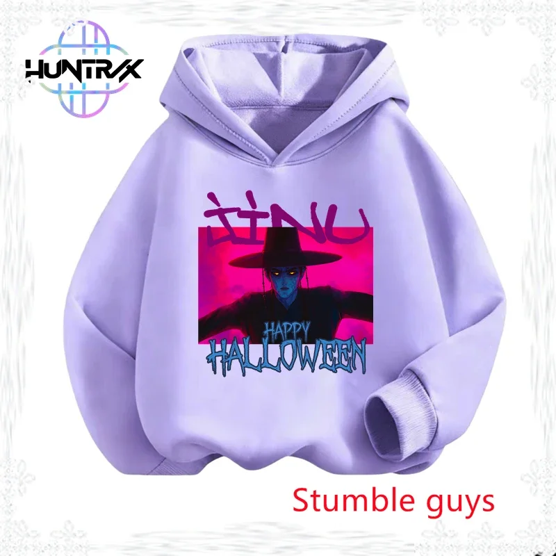 

Boys Kpop Demon Hunters Anime Hoodie Autumn Rumi Warm Soft Halloween Stylish Print Lightweight Hooded Sweatshirt