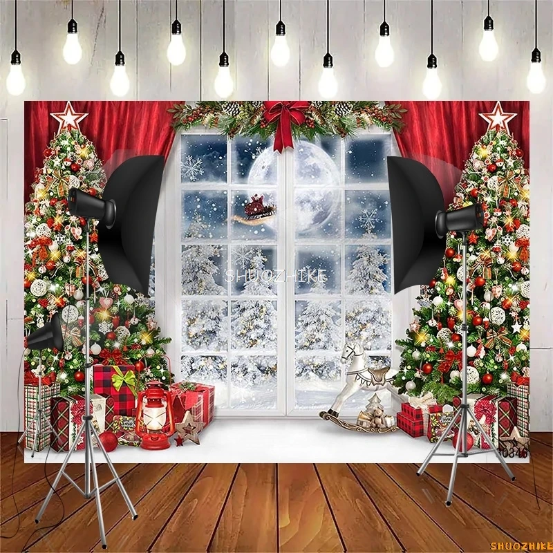 크리스마스 날 화환 눈사람 사진 배경 소품, 가족 크리스마스 이브 파티 장식, 거실 새해 배경 DS-06