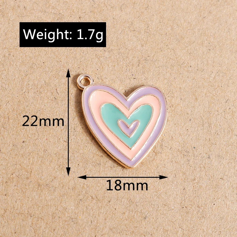 10 stücke Bunte Emaille Liebe Herz Charme für Schmuck Machen Frauen Nette Tropfen Ohrringe Anhänger Halsketten DIY Armbänder Handwerk Geschenk – Detail 14