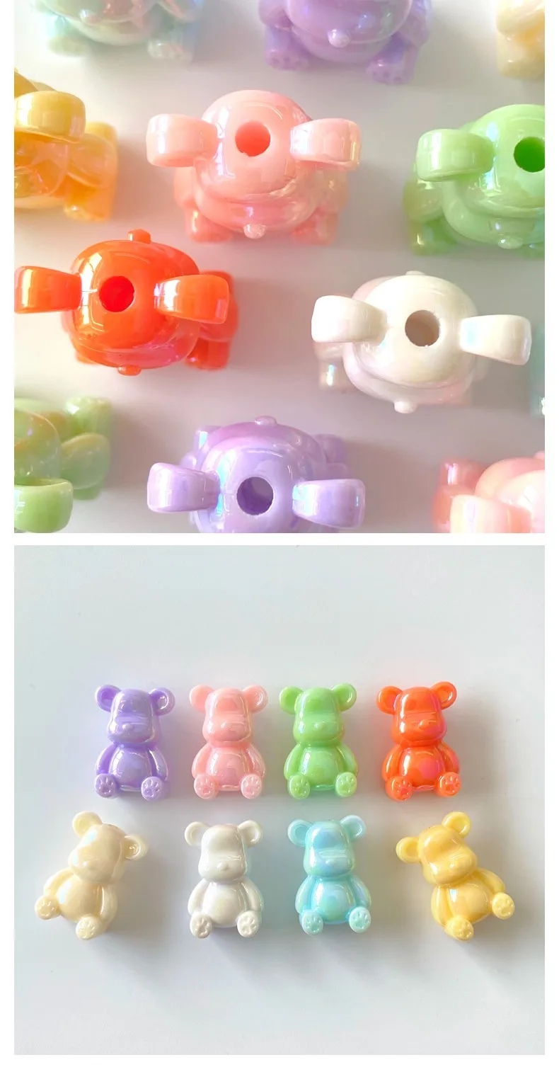 Einfarbige Acryl-UV-beschichtete farbige Perlen, Violent Bear DIY lose Perlen, unregelmäßige handgefertigte Handyketten-Accessoires – Detail 5