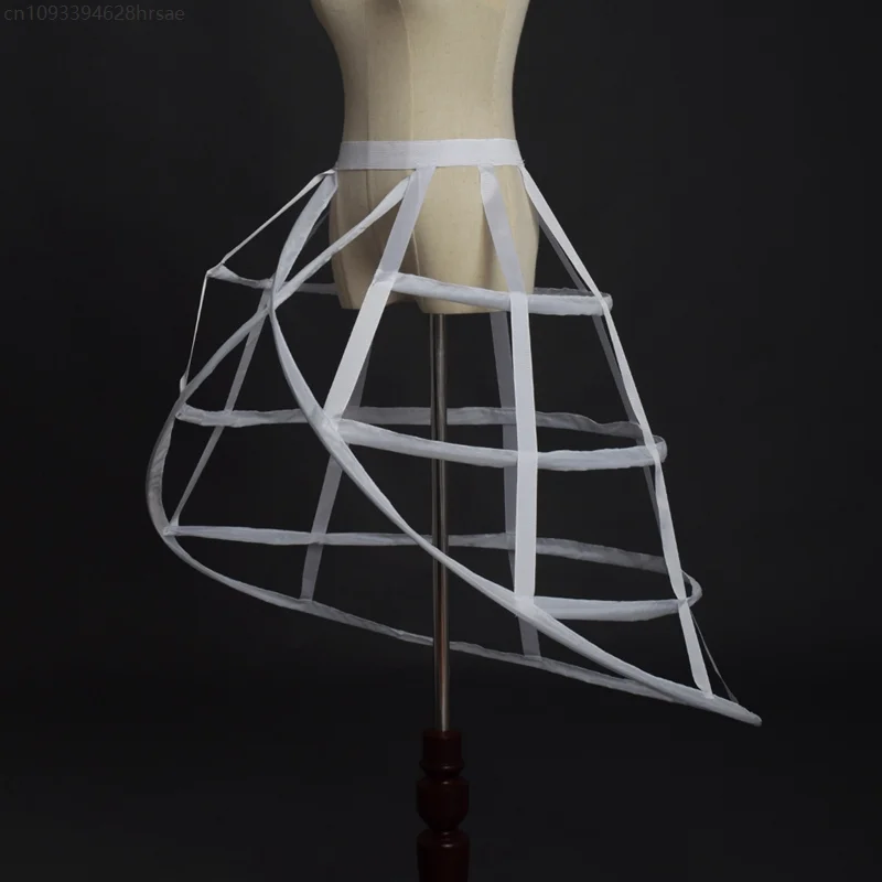 Cage Hoop Petticoat Women Irregular Crinoline Skirt Pannier White Black Wedding Bridal Underskirt Bustle