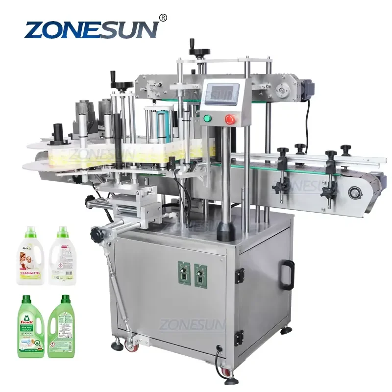 Hot 2026 ZS-TB300V Automatic Stickers Flat Bottle Double Sided Labeling Machine for Square Bottles
