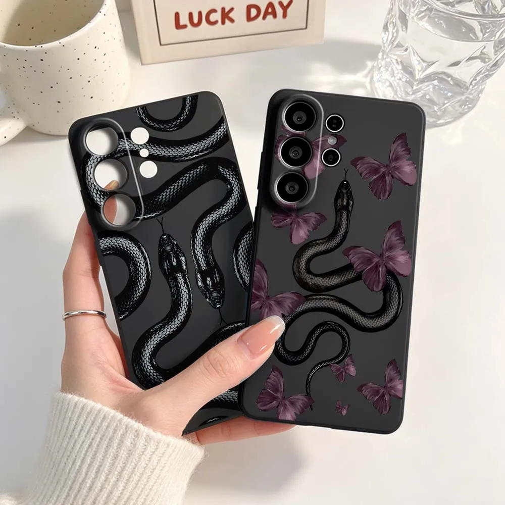 New Snake-Patterned Phone Case For Samsung Galaxy S26 S25 S24 S23 S22 S21 S20 Pro Edge Ultra Plus FE 5G Black Cover