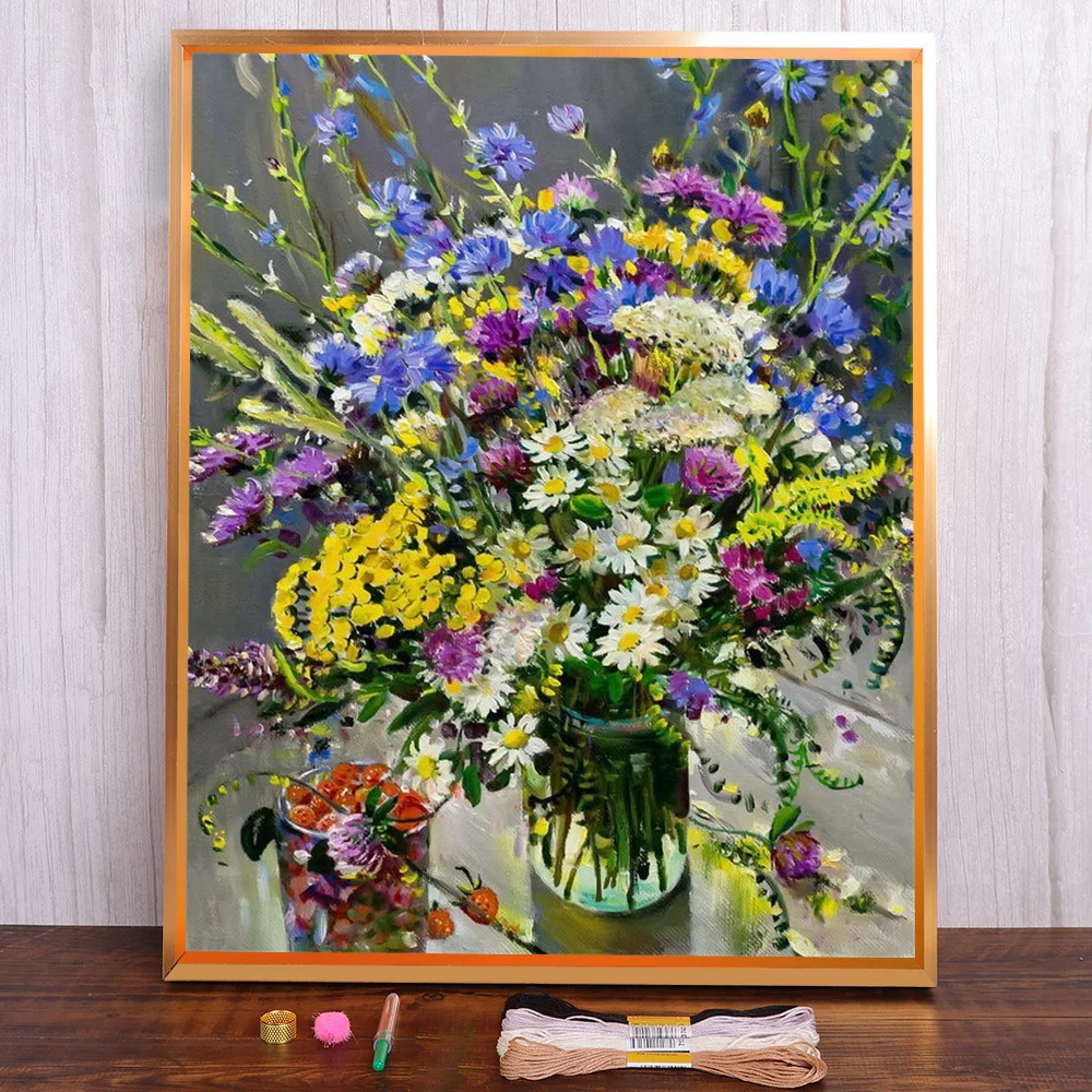 

Still Life Flower Vase Cross Stitch DIY Embroidery Patterns Handmade Knitting Handicraft Hobby For Adults Needle Home Decor