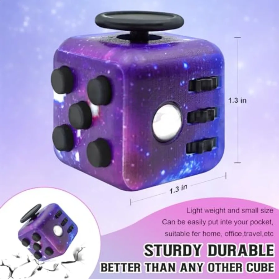 Lollyx Fidget Toy Cube 6 Sided Str Relief Focus Toy per adulti Confezione da 2 Cube Fidget Toys Palmare per adulti Ble Silent Cube Toys