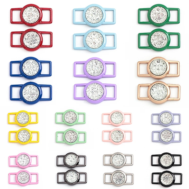 Bling Rhinestone Shoelace Charms Colorful Metal Shoe Lace Tag Ornament Decor Clips for Sneakers Canvas Shoes Accessories