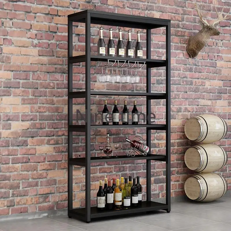 Restaurant Living Room Wine Cabinets Display Traditional Cocktail Retail Bar Cabinet Holder Metal Armario Para Vinos Furniture