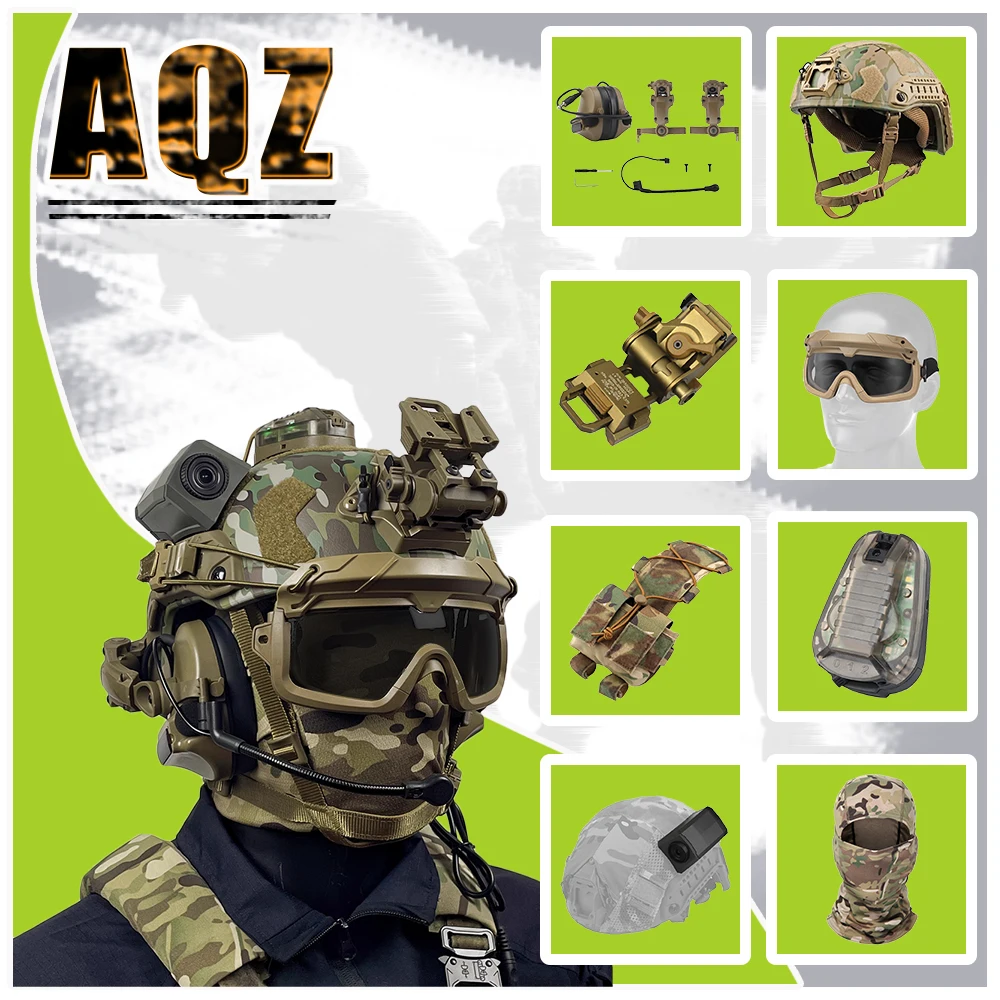 

FAST tactical helmet set, suitable for tactical club airgun shooting with goggles/noise-cancelling headphones/battery weight bag