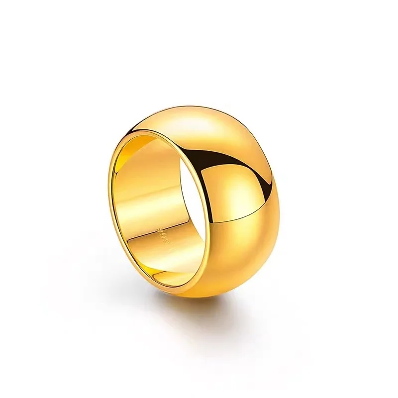 QEENKISS Gold Shiny 12N Ring For Women Men Couple Lovers Wedding Valentine Day Party Birthday Christmas Bride Groom Gifts RG5192