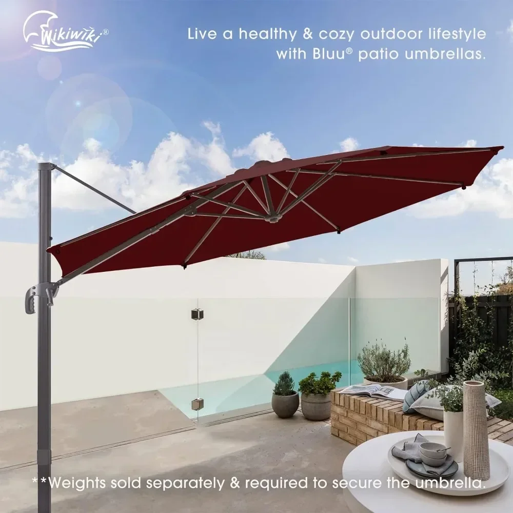 Patio Umbrella, Outdoor Offset Umbrellas ,Fade & UV Resistant, 5 Level 360 Rotation Aluminum Pole, Cantilever Patio Umbrella