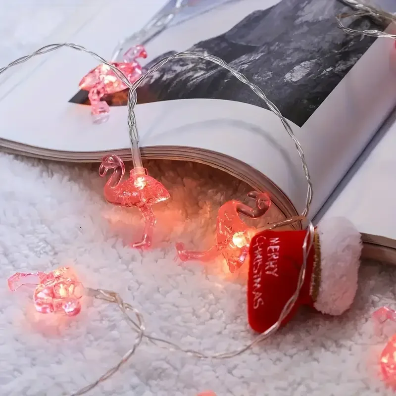 1pc 10/20 LEDs Flamingo String Lights 59.06inch/118.11inch LED Fairy Light Battery Operated For Summer Birthday Party Decoration