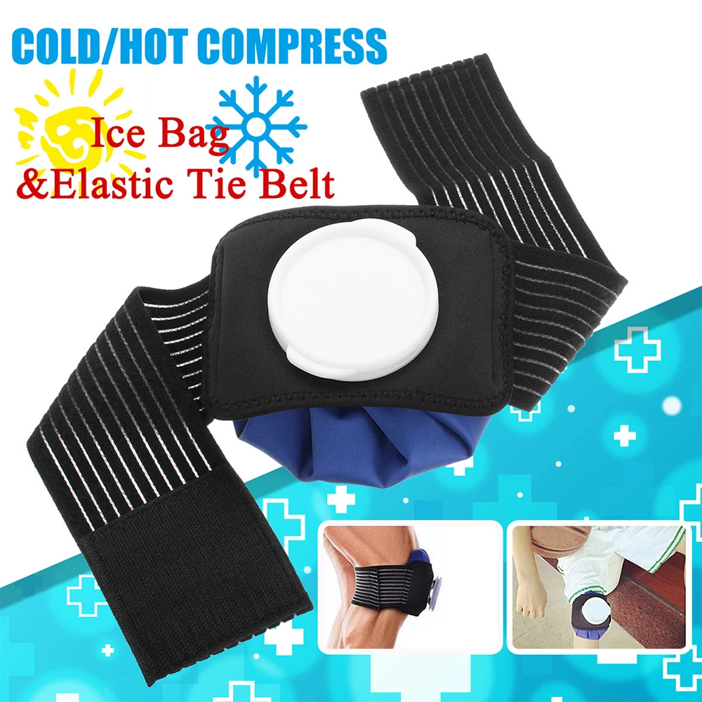 Ice Cold Pack Reusable Ice Bags Hot Water Bag for Injuries,Hot & Cold Therapy & Pain Relief with Elastic Breathable Support Wrap