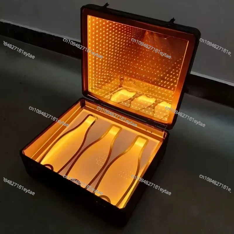 Luxury 3 Bottles LED Champagne Set Wine Bottle Box, Bar Nightclub Lounge Display Rack Decorator