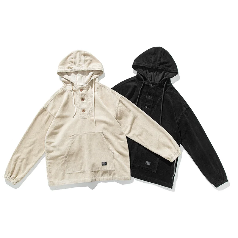 

Men's corduroy hooded pocket jacket high quality