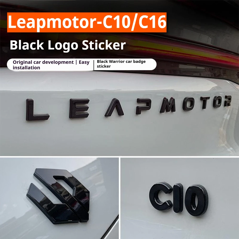

For Leapmotor C10 C16 Blackened Car Emblem Letter Sticker Black Warrior Exterior Modification Accessories